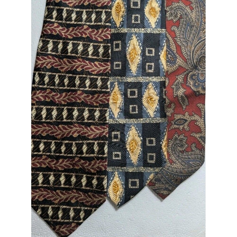 TALBOTS HAND MADE IN USA SILK MENS LUXURY ITALIAN PRINT TIES LOT OF 3